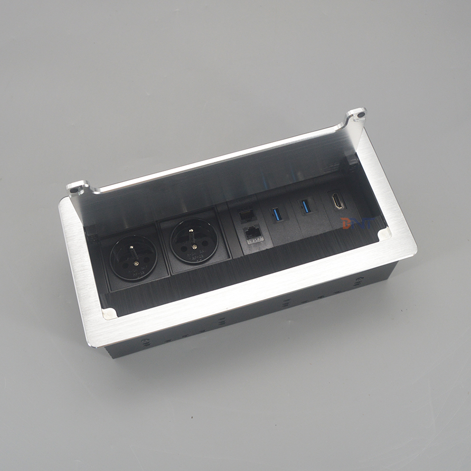 USB 3.0 multimedia dust-proof with cable management brush conference table socket box with Cat6