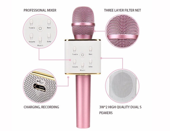 Smart Bluetooth KTV Microphone Player Handheld Rechargeable Type For Karaoke