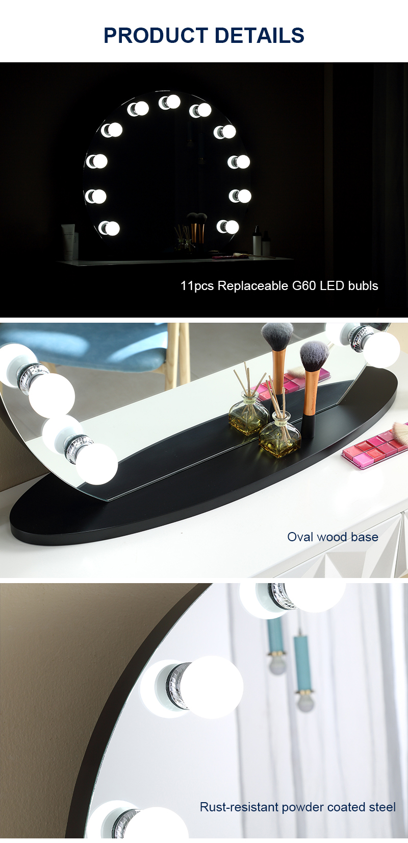Desktop Makeup Mirror With Lights Custom Hollywood Style Round Led Bathroom Mirror