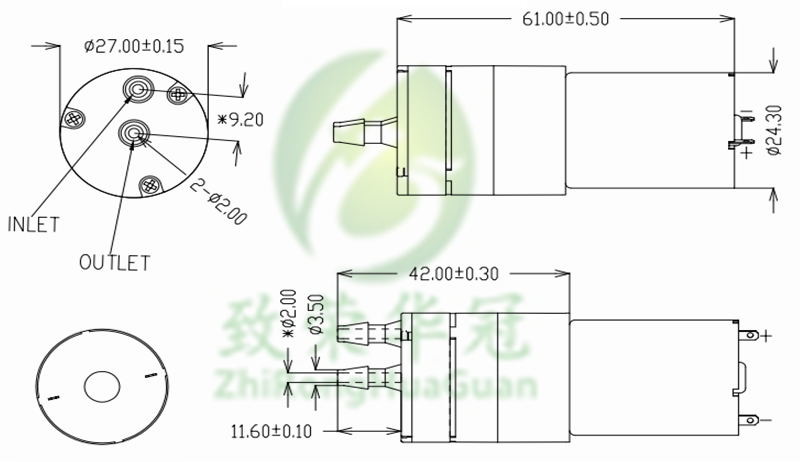 DC 6V Micro DC Water Pump Self Priming 3w low noise 65db with 24V suction