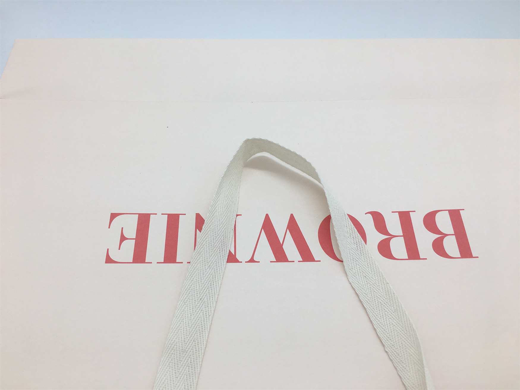 Personality Logo Fashion Shopping Bag / Kraft Paper Bags With Flat Cotton Handle