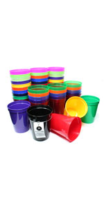 Bulk 50-pack of reusable plastic party cups in assorted colors.  Other colors available.  16-ounces.
