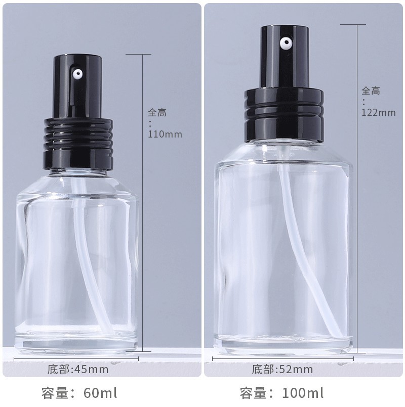 100ml Push Transparent Lotion Bottle Cream Refillable Glass Perfume Bottle