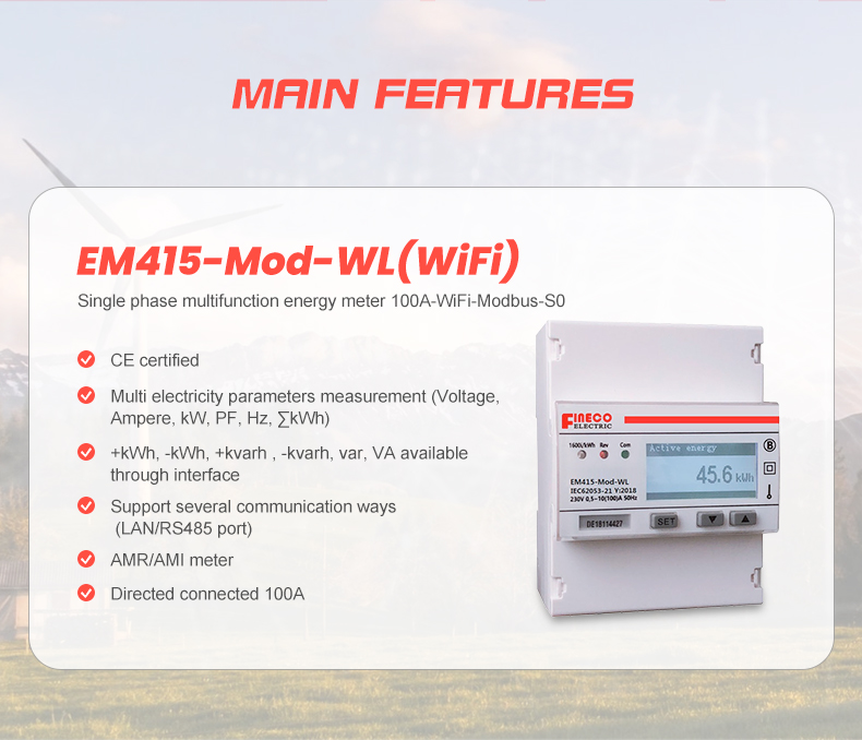 EM415-Mod-WL Single Phase Wifi Energy Meter Accurate and Wireless Energy Monitoring