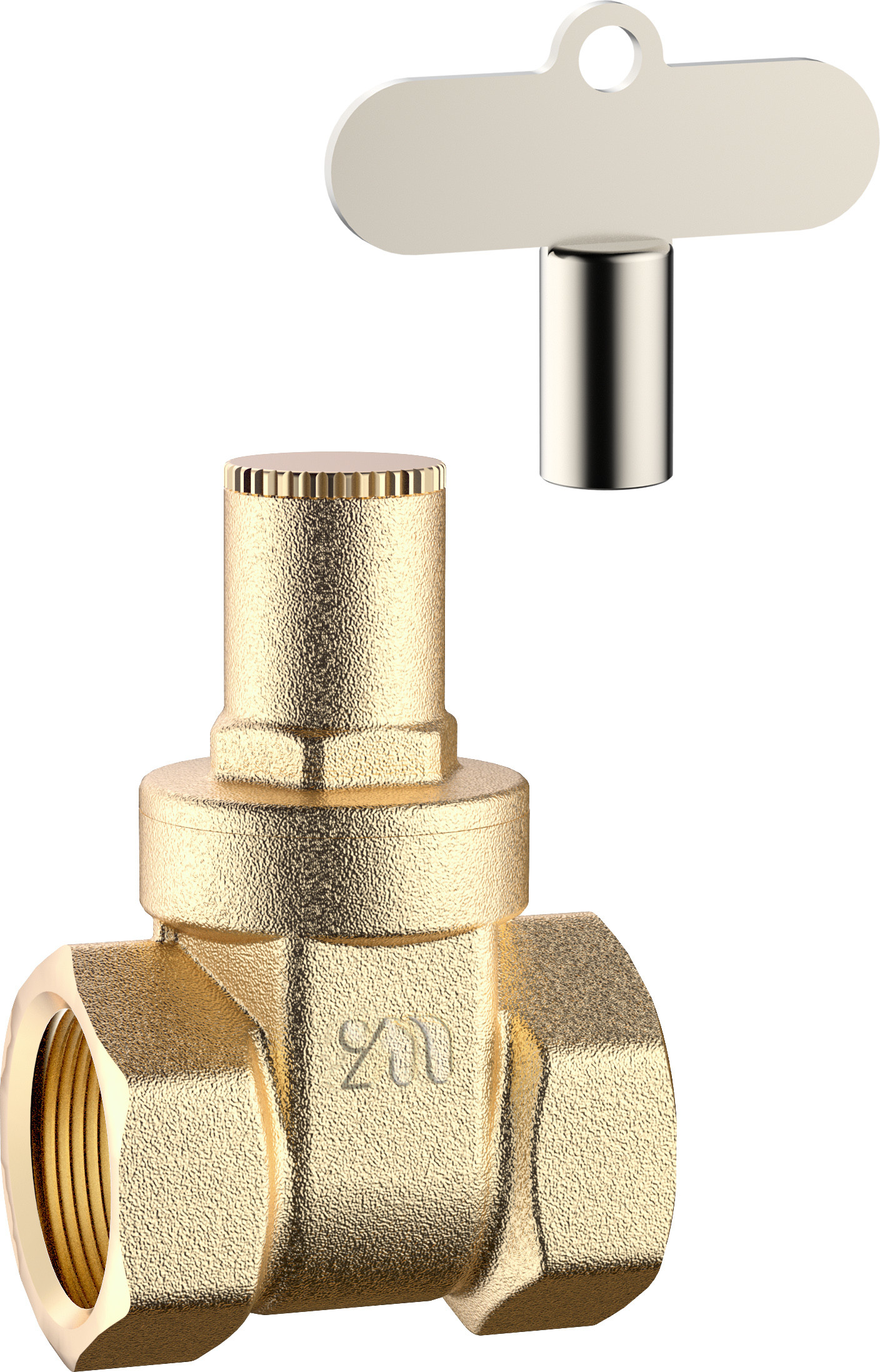 3105 Female x Female Mechanical Key Lock Brass Gate Valve with Screwed Top Cover sizes DN15 DN20 DN25 DN32 DN40 DN50