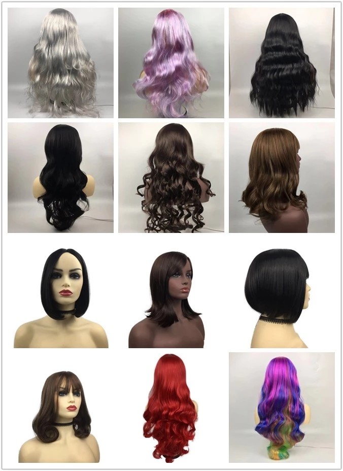 High Temperature Fiber Short Synthetic Wigs 8'' Density 100% 120%