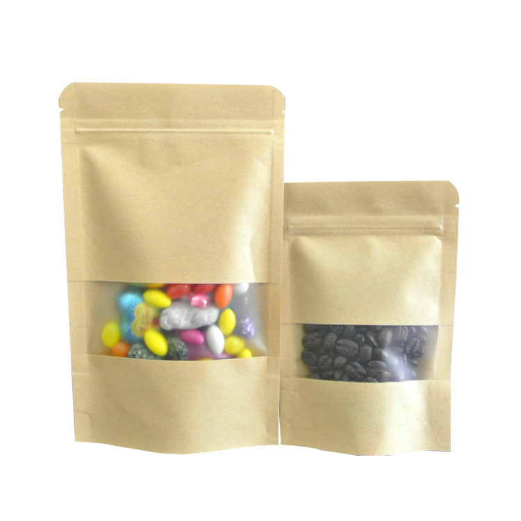 Brown Stand Up Pouch With Window With Zipper For Chinese Dates Dry Fruits Snacks Packaging