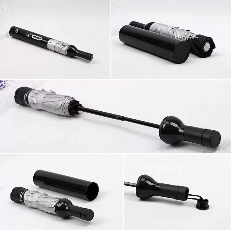 BV 190T Pongee Fabric UV Coating Wine Bottle Umbrellas With Case