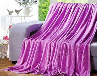 Luxury Purple Solid Flannel Blanket Warm For Sofa Bedding Anti - Pilling Soft Touch