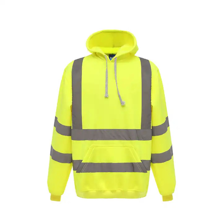 Construction Site Long Sleeve Plus Fleece Zipper Reflective Hoodie Outdoor Highlight Safety American Size Cardigan Coat