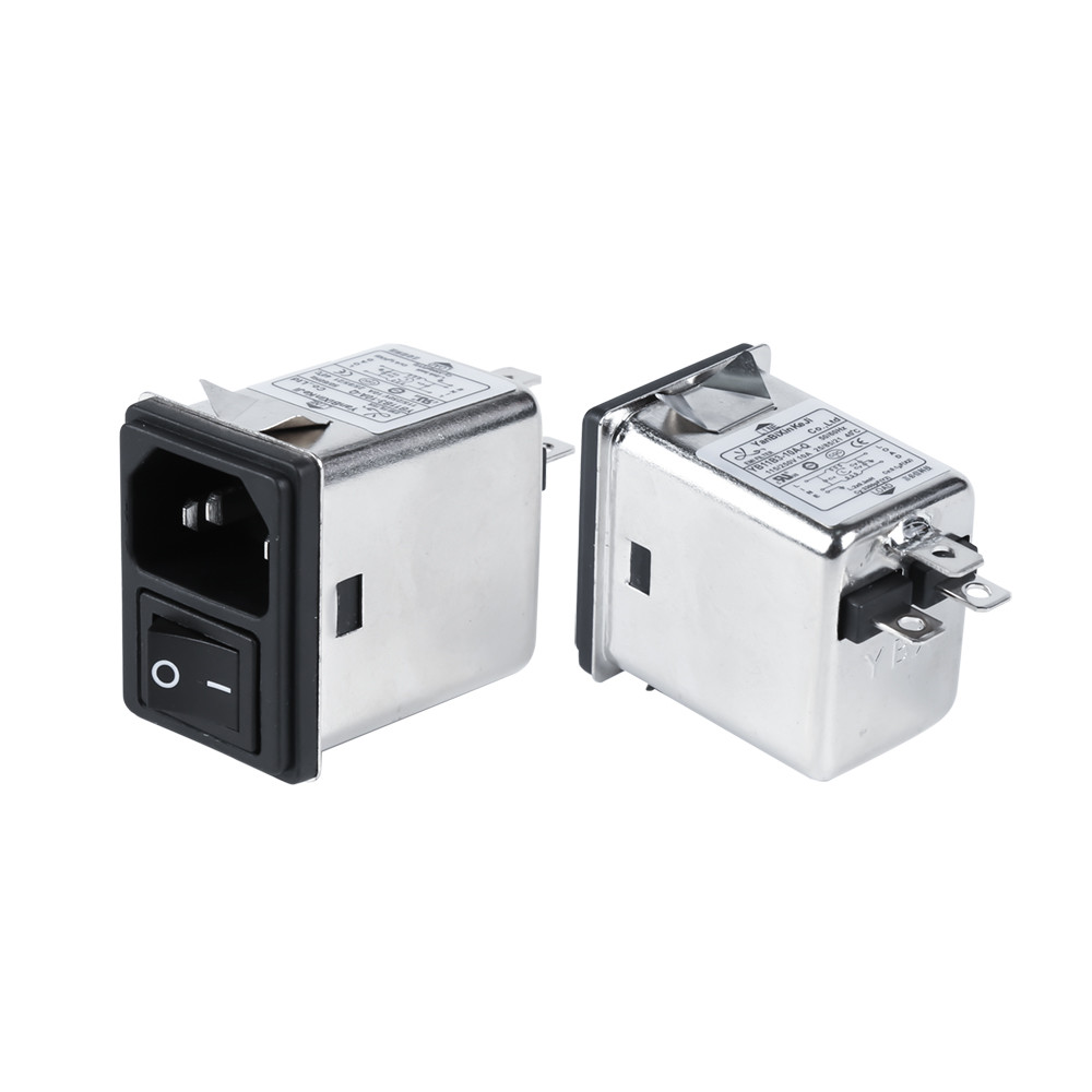 YB-B Series 10A IEC Inlet Filter With Switch EMI Noise Filter For Electronic Equipment