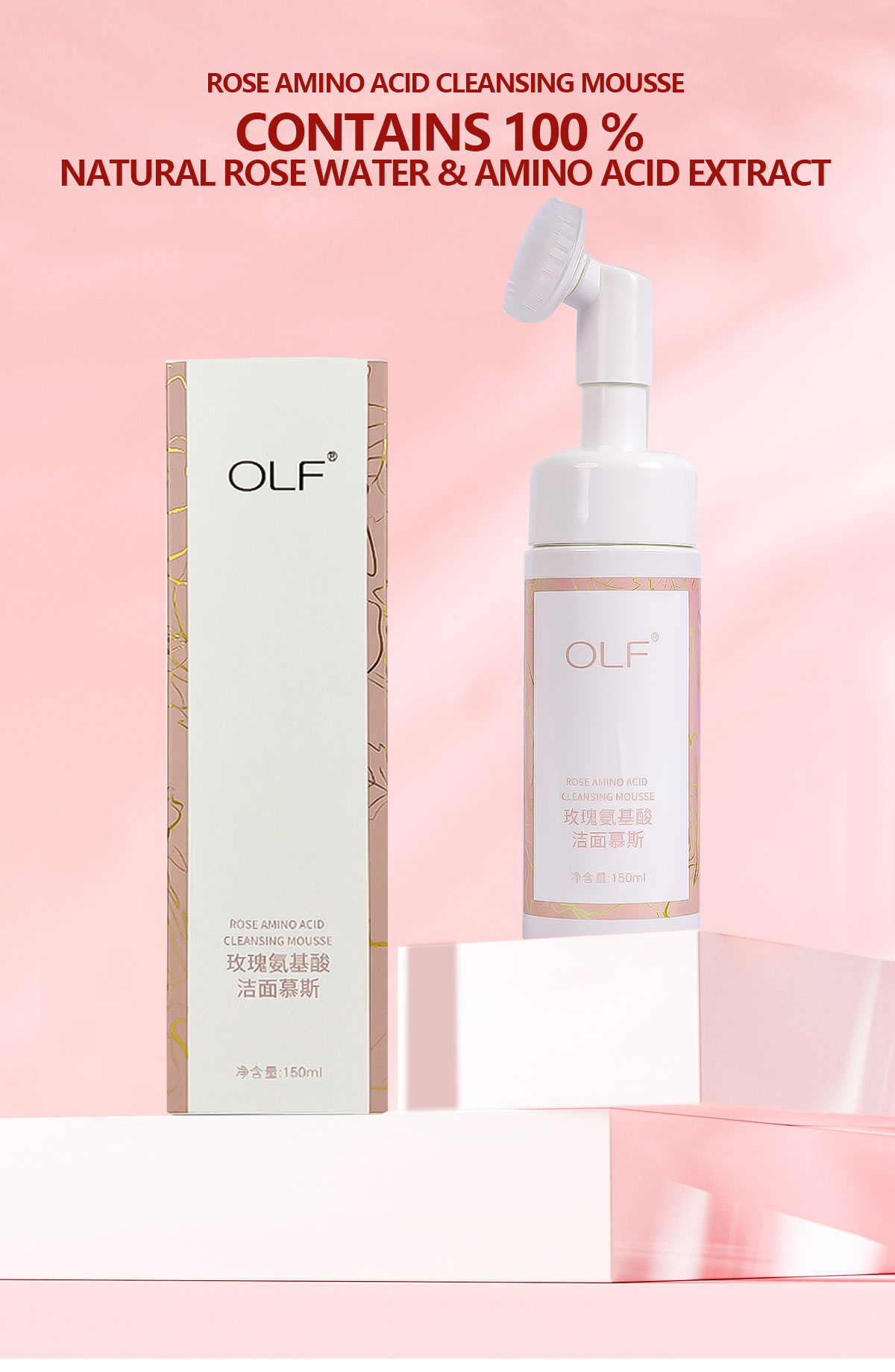 Oem Natural Vegan Moisturizing Face Foaming Wash Whitening Blackhead Acne Remover Hydrating Rose Facial Cleanser All Skin Types