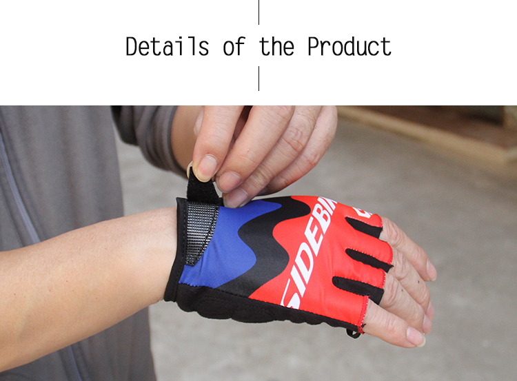 Outdoor Sports Bike Half Finger Gloves Customized Label Bright Color Printed