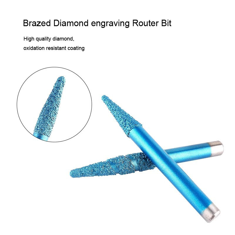 Brazed diamond carving tools blue cnc router bit for marble Carving