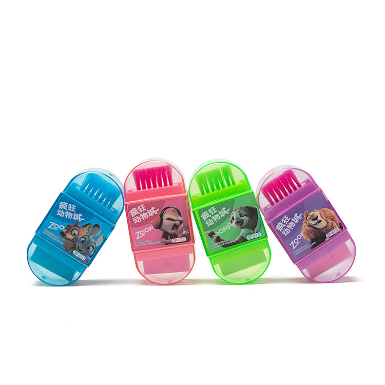 SP 613 Manual Eraser Brush Kit Cartoon Pencil Sharpener Kid Safe