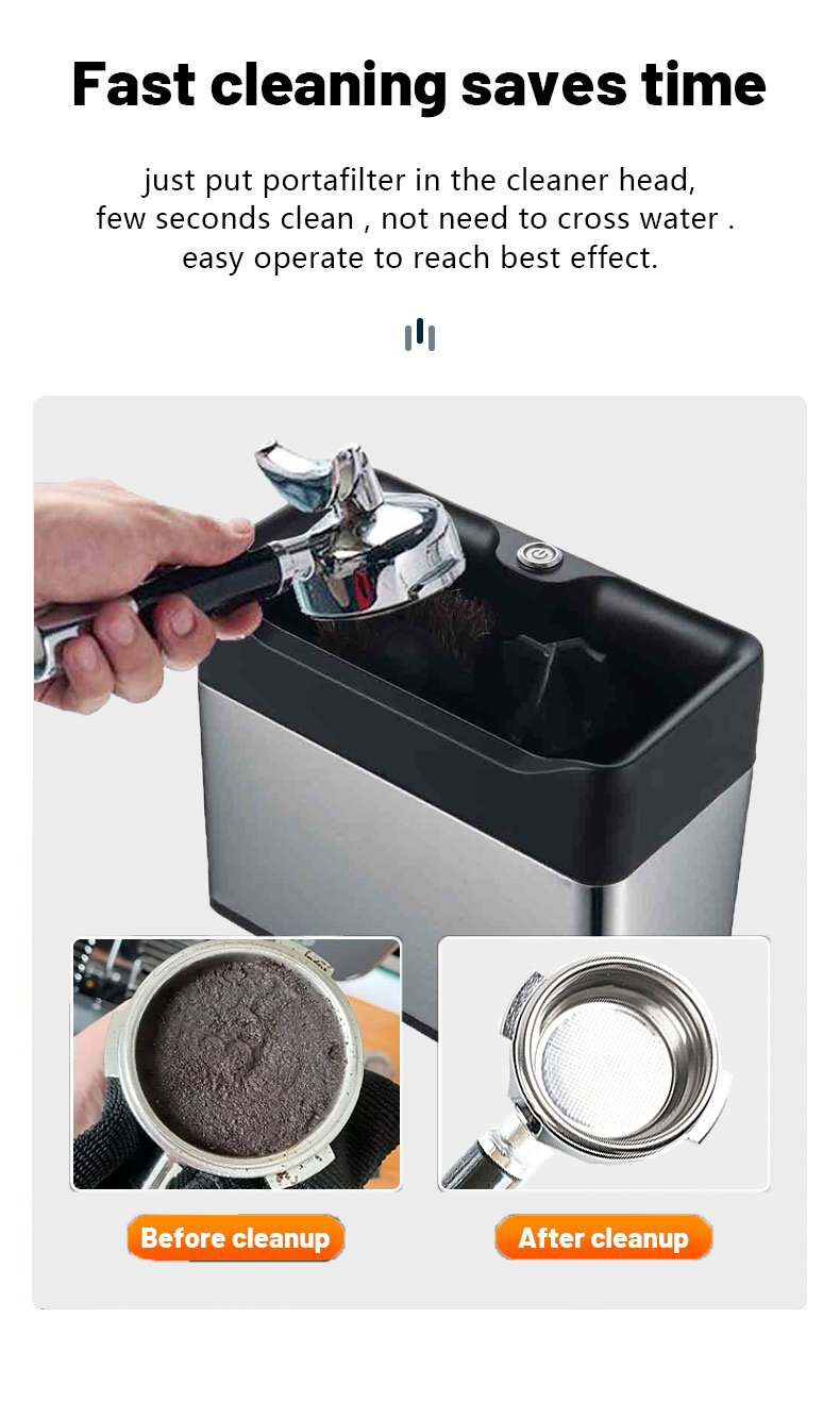 58mm Automatic Espresso Grounds Cleaner For Barista Tools Electric Grounds Cleaning Box