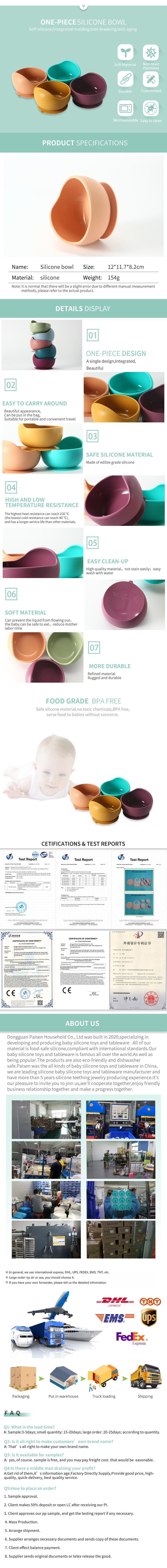 Multi Colors Durable Silicone Bowl Set Soft Flexible For Baby Feeding