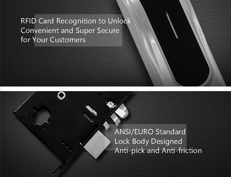 Smart Hotel Keyless Entry Door Lock , 304 Stainless Steel Electronic Front Door Lock