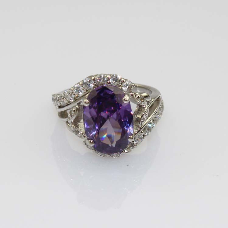 Rose Gold Plated 925 Silver Ring with 10mmx13m Oval Pink Cubic Zircon (R207)