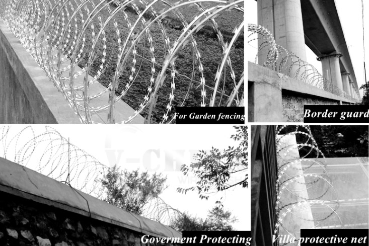 Y Pillar Galvanized Cbt65 Razor Blade Wire To Airport Security Fence / Prison Fence