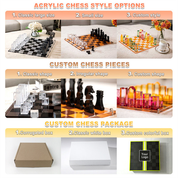 Custom Colorful Outdoor International Luxury Lucite Chess Set Luxury