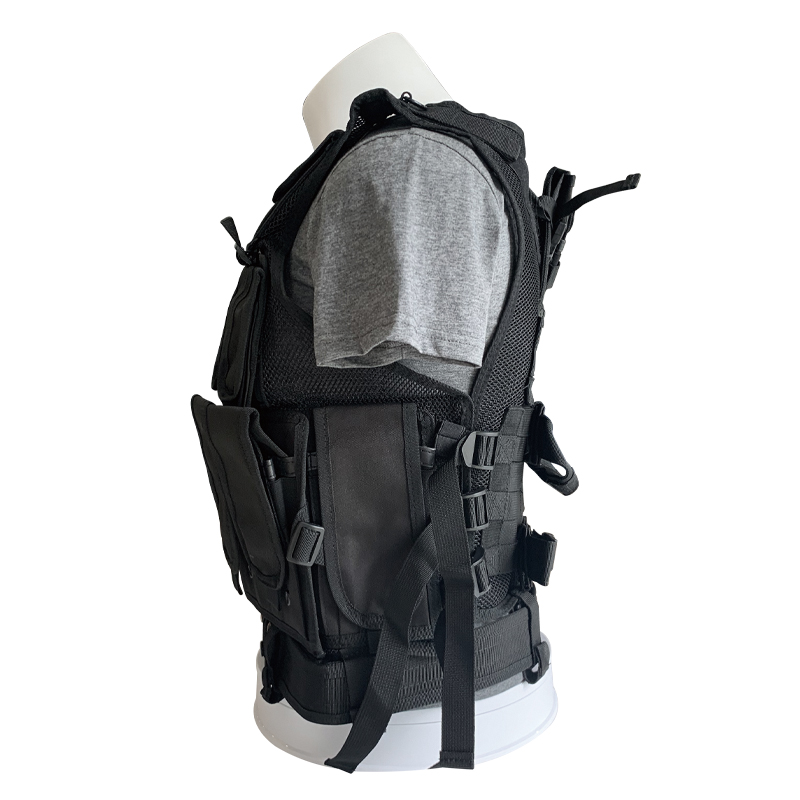 Comfortable Protective Black Vest with multiple Pouches for Body and Equipment Fabric