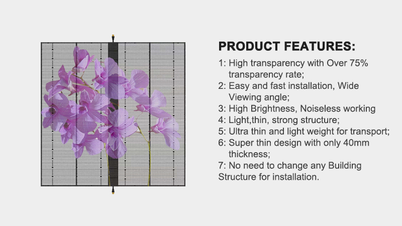 Indoor Advertising Video Wall P3.91-P7.82 Transparent Glass LED Screen Display