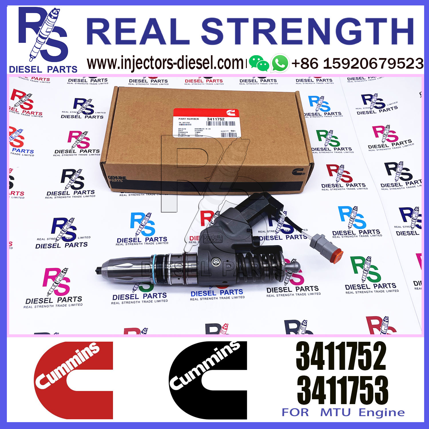 Diesel Engine Fuel Injector 3411752 3084589 3087557 For CUMMINS ISM QSM M11 Engine