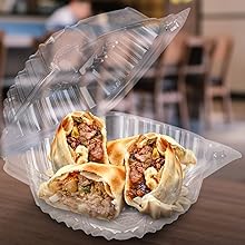 Plastic Clamshell Takeout Tray (50 Count) - Dessert Containers - Plastic Hinged Food Container