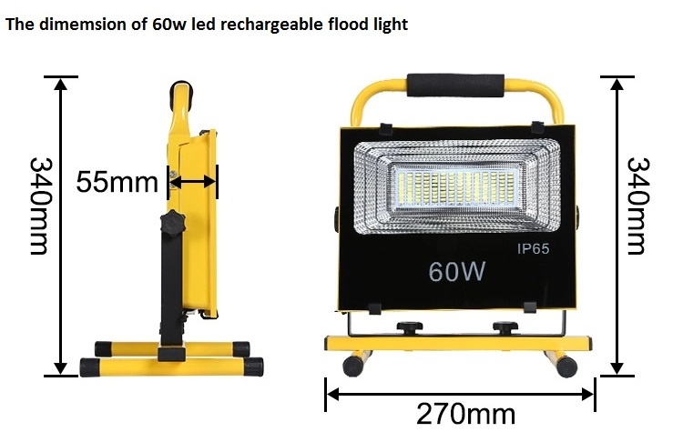 4800lm Rechargeable Led Floodlight 60W Portable Emergency Work Light