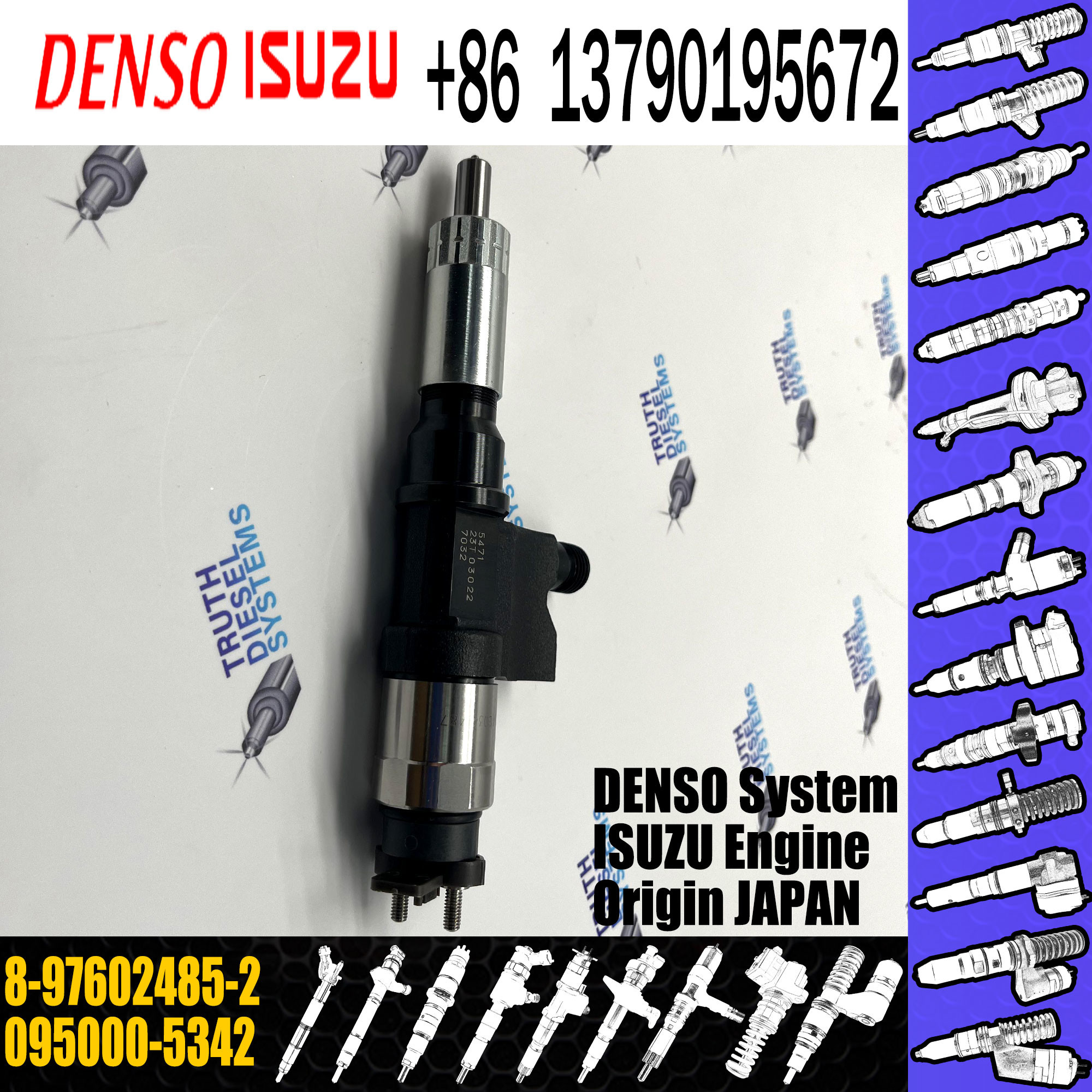 High Quality Diesel Fuel Injector 095000-5342 Common Rail Injection Nozzle 8-97602485-2 For ISUZU 4HK1