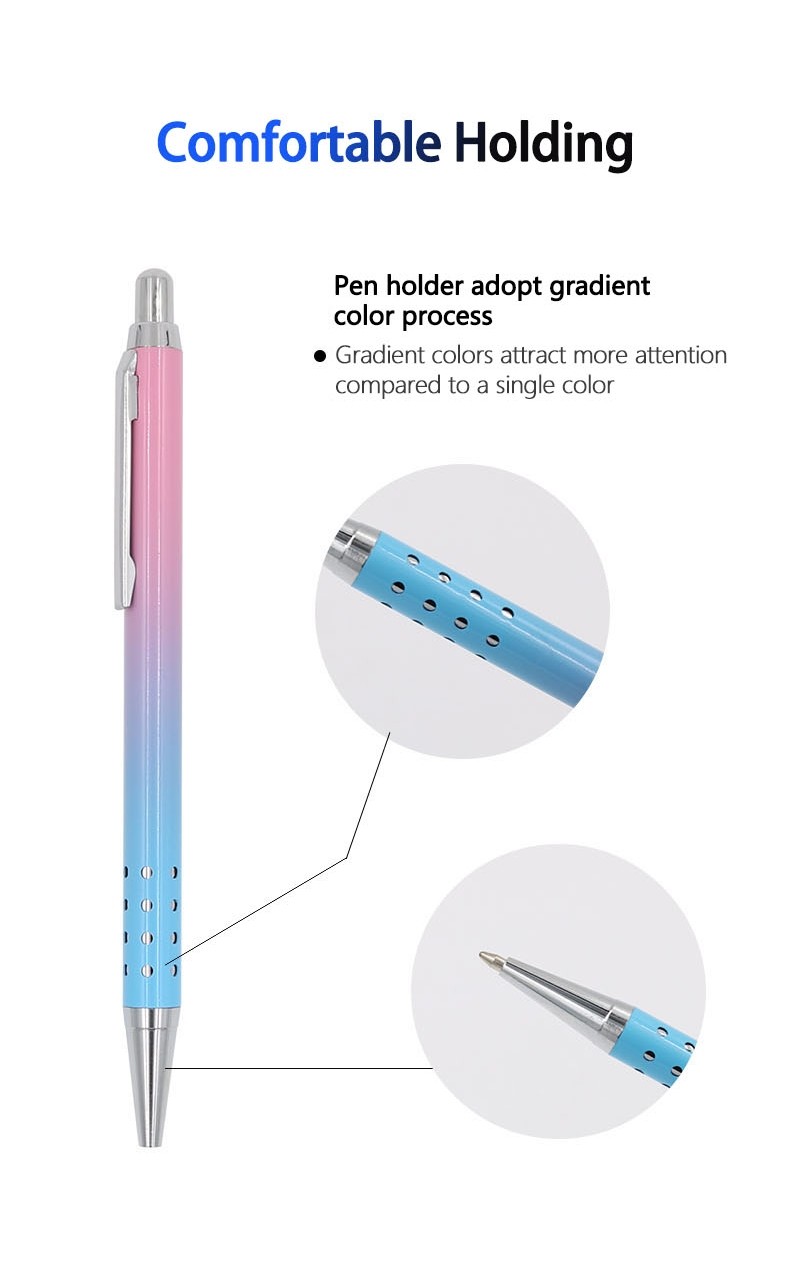 Metal Press Gradient Aluminum Ballpoint Pen 1.0mm Advertising Ballpoint Pens