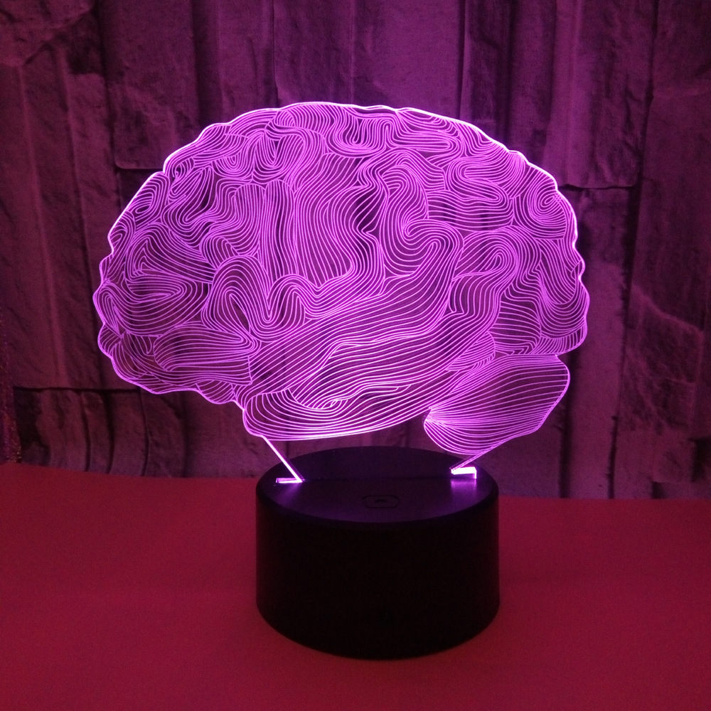 Brain shape colorful 3D visual night lights LED colorful lights 3D touch lights Creative color desktop night light