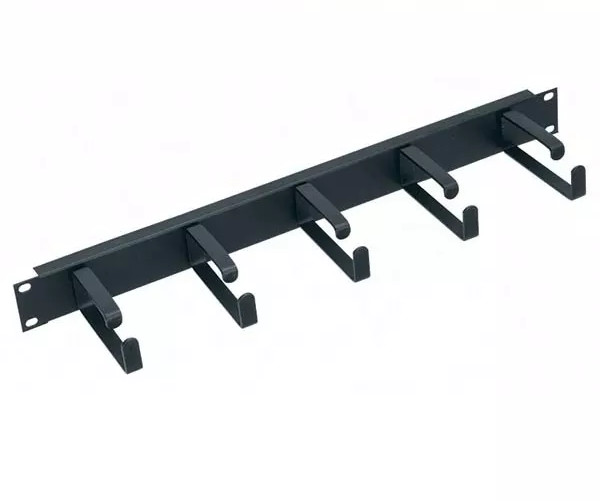 1U Rack Mount Horizontal Metal Cable Manager Single Sided 5 Snapin D Rings