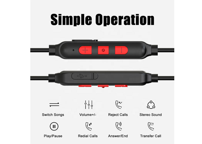 Sweatproof Athletic Bluetooth Earbuds 10M Transmission Distance 120mAh