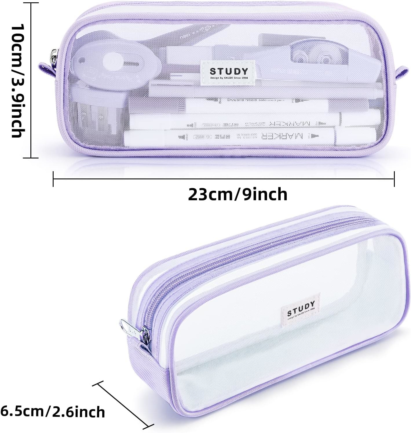 Kalidi Grid Mesh Pencil Case Large Capacity Pencil Case Big Pencil Pouch With Zipper Simple Stationery Bag Aesthetic Pen