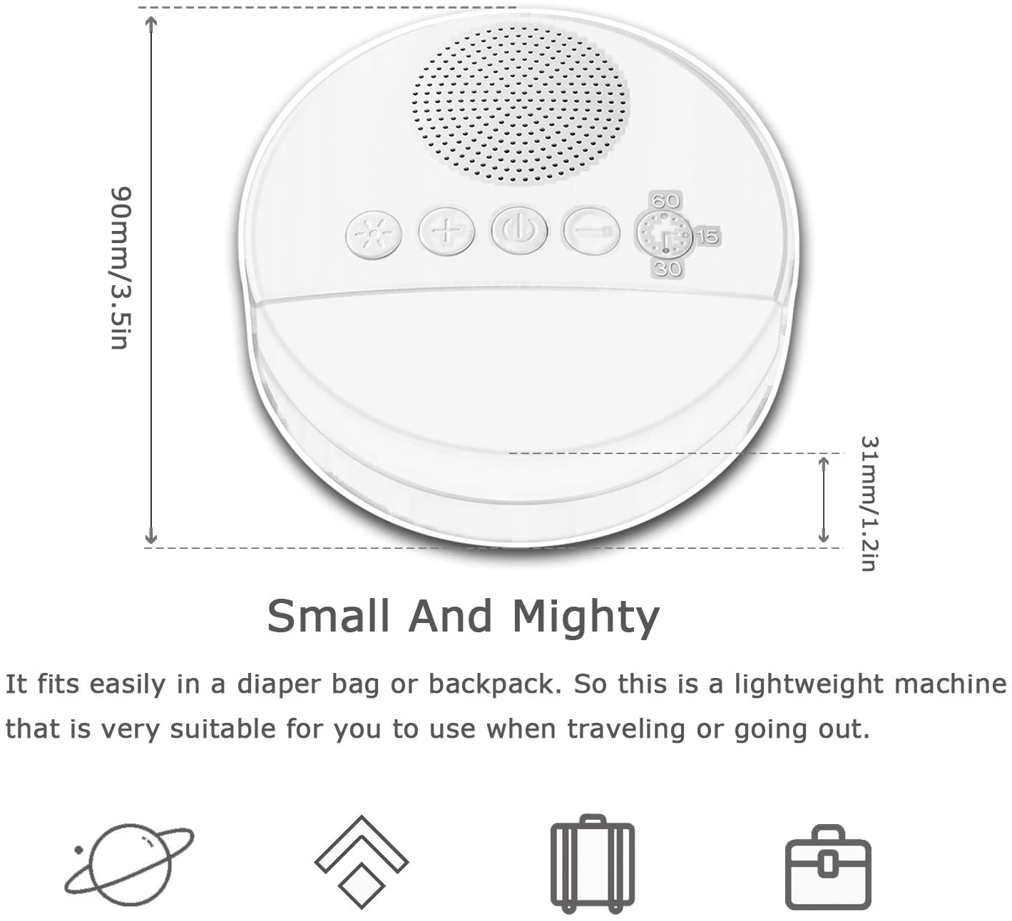 White Noise 20 Soothing Sounds 3.7V Touch Sensitive Night Light Lamp