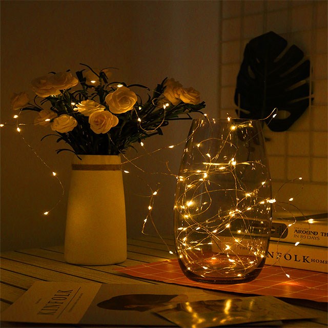 Decorative 10M 100 LED 3AA Battery Powered Copper Fairy String Lights