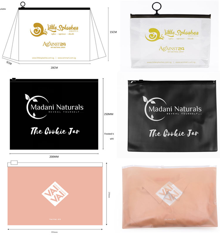 Custom LOGO Frosted PVC Zip lockk Biodegradable Plastic Pouch Bikini Swimwear Swimsuit Underwear Packaging Zipper Bag Palm tree