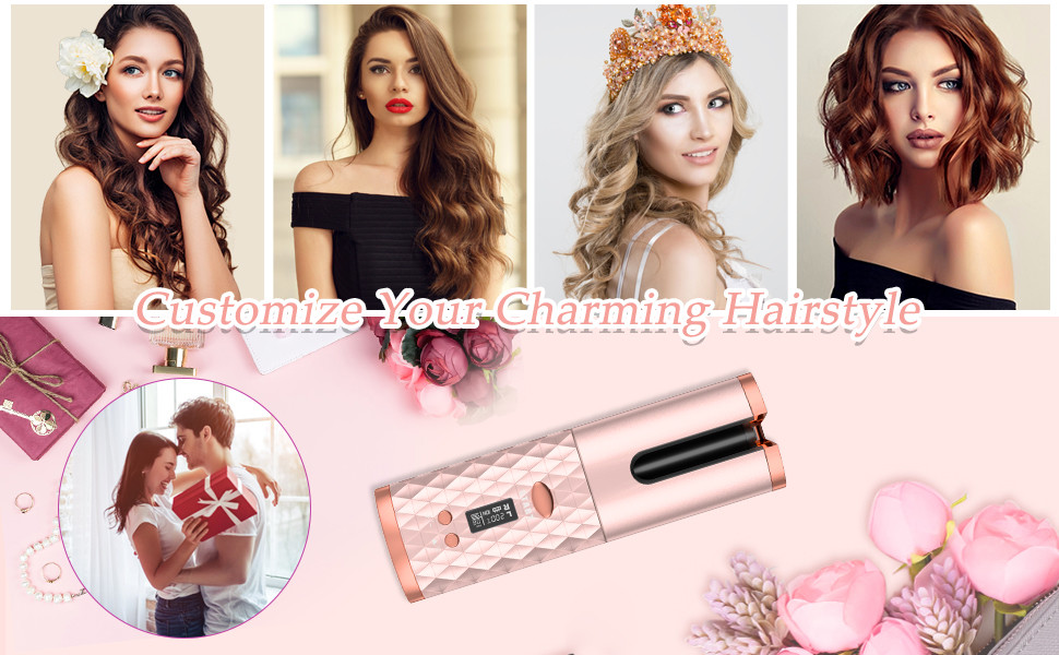 Usb Auto Rotating Hair Curler , 110-240V Cordless Rotating Curling Iron