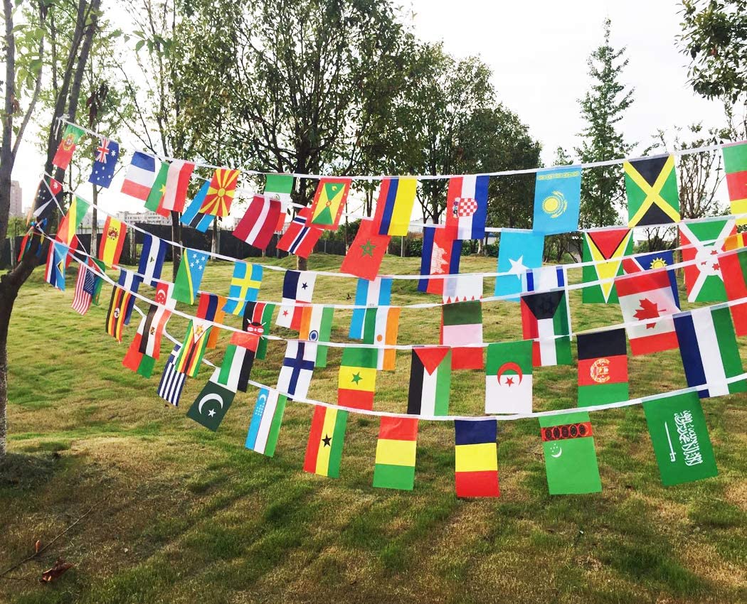 Polyester Bunting Flags Outdoor , 10*15cm Decorative International String Flags