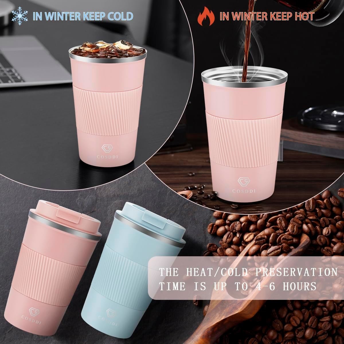 12 Oz Stainless Steel Vacuum Insulated Tumbler Coffee Travel Mug Spill Proof With Lid