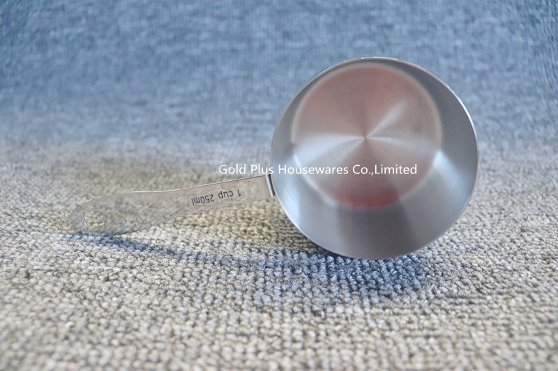 OEM printed available 250ml measuring cups with stainless steel handle multi-size 4 pcs metal measuring spoons