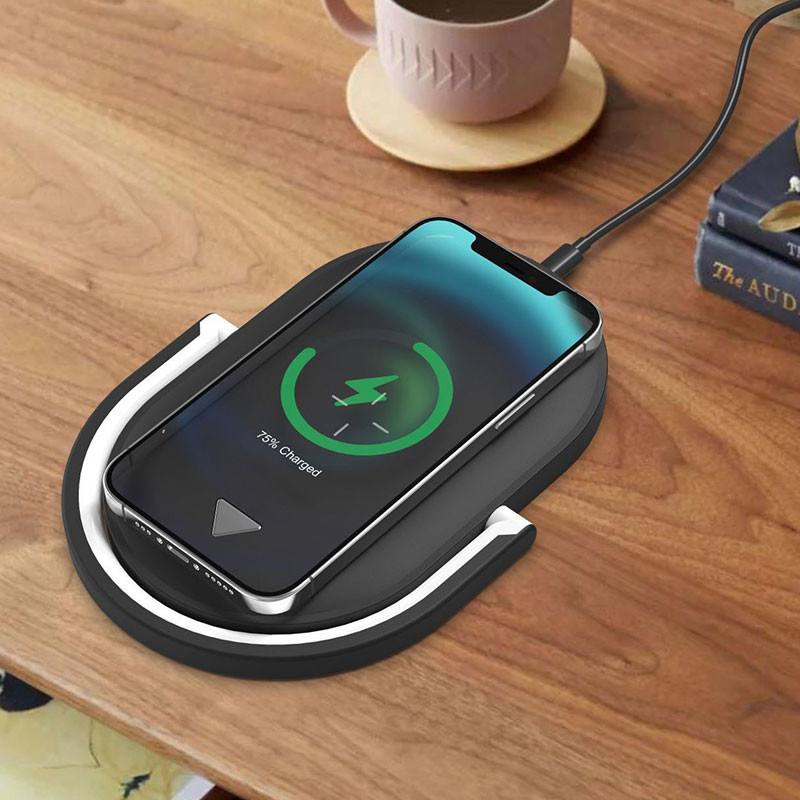 Black White 70 CRI Multifunctional Wireless Charger 15W With Night Light