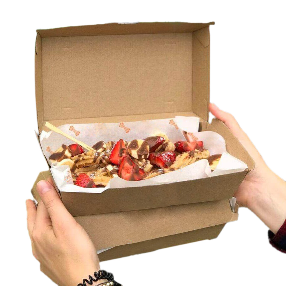 Custom Disposable Takeaway Churro Box Packaging With Logo CAD Artwork Format