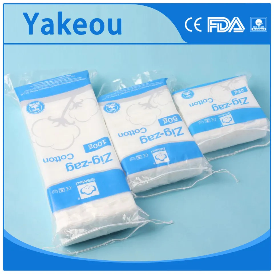 Medical Disposable High Absorbent Cotton Pleats Zig Zag Cotton Wool