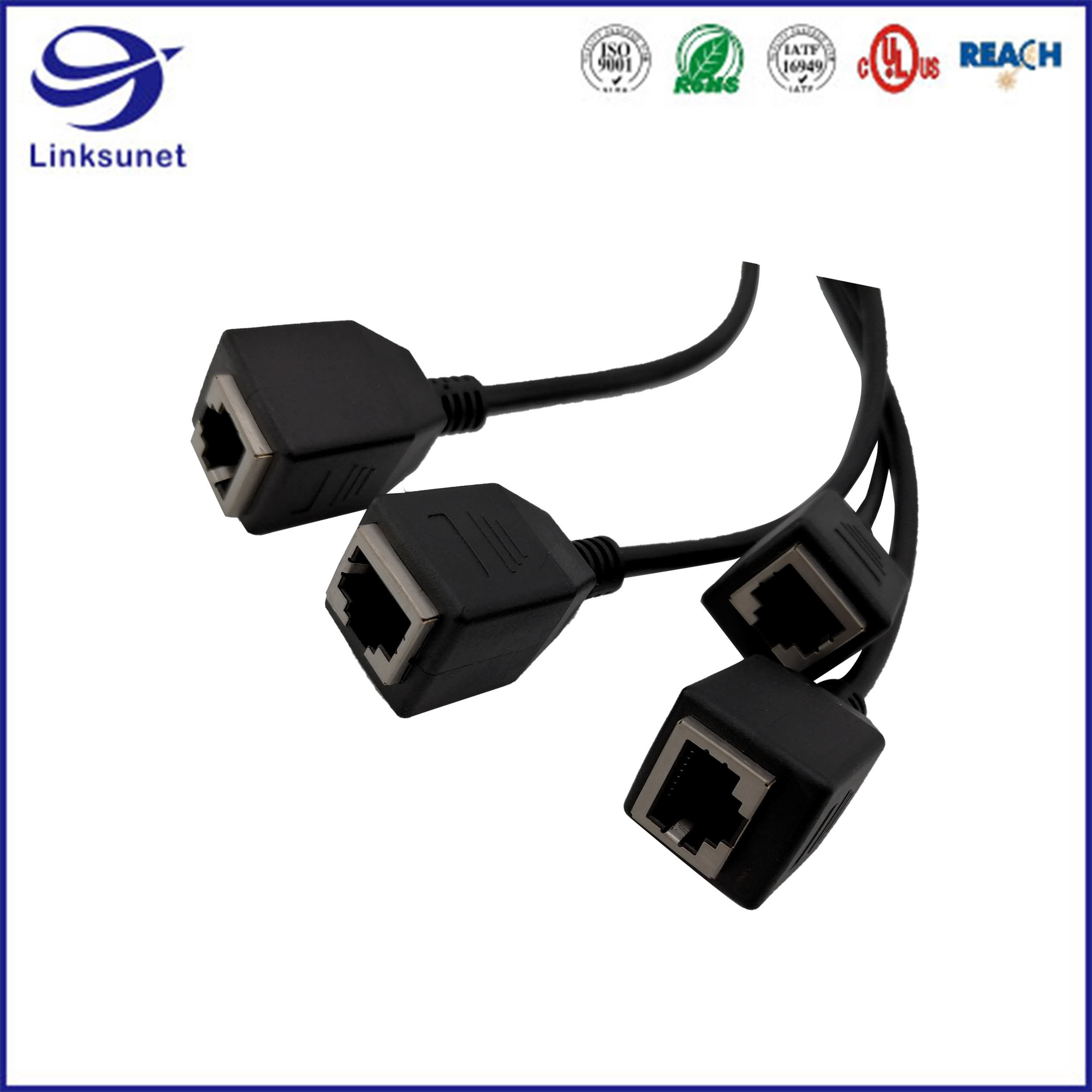 Custom Signal Wire Harness with RJ45 8pin Golden - Plated Crystal head Connector