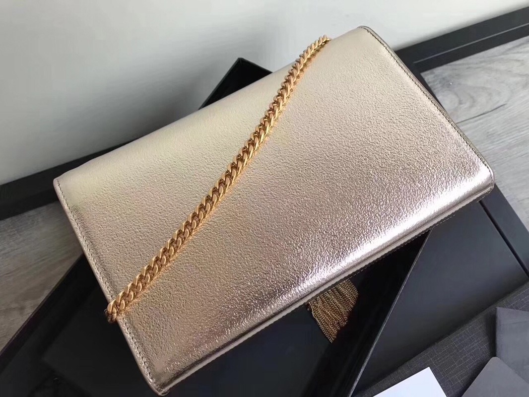 Adjustable Straps Polyester Saint Laurent YSL Woc Bag With Zipper Closure Silver