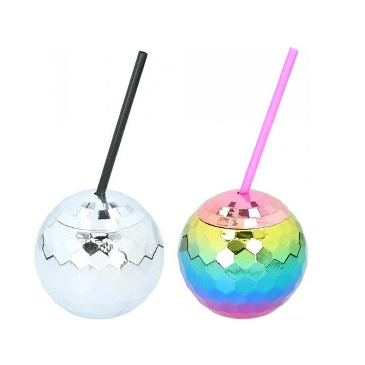 Party Decor 1970s Disco Ball Tumbler Cup Party Sipper Cups With Straw