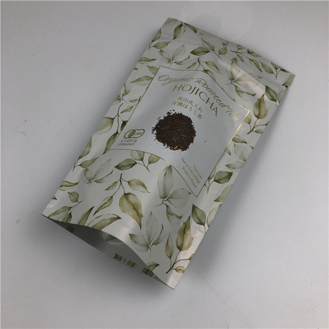 Customized Digital Printing Bags Metallic Gold Logo Stand Up Tea Packing Bags